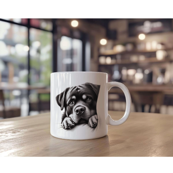 Keramikbecher mit Rottweiler Welpe/ kann personalisiert werden